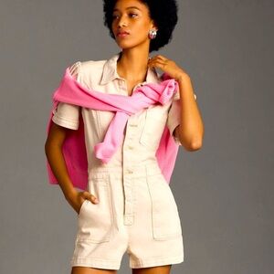 ANTHROPOLOGIE The Kit Utility Romper By PILCRO Size 10